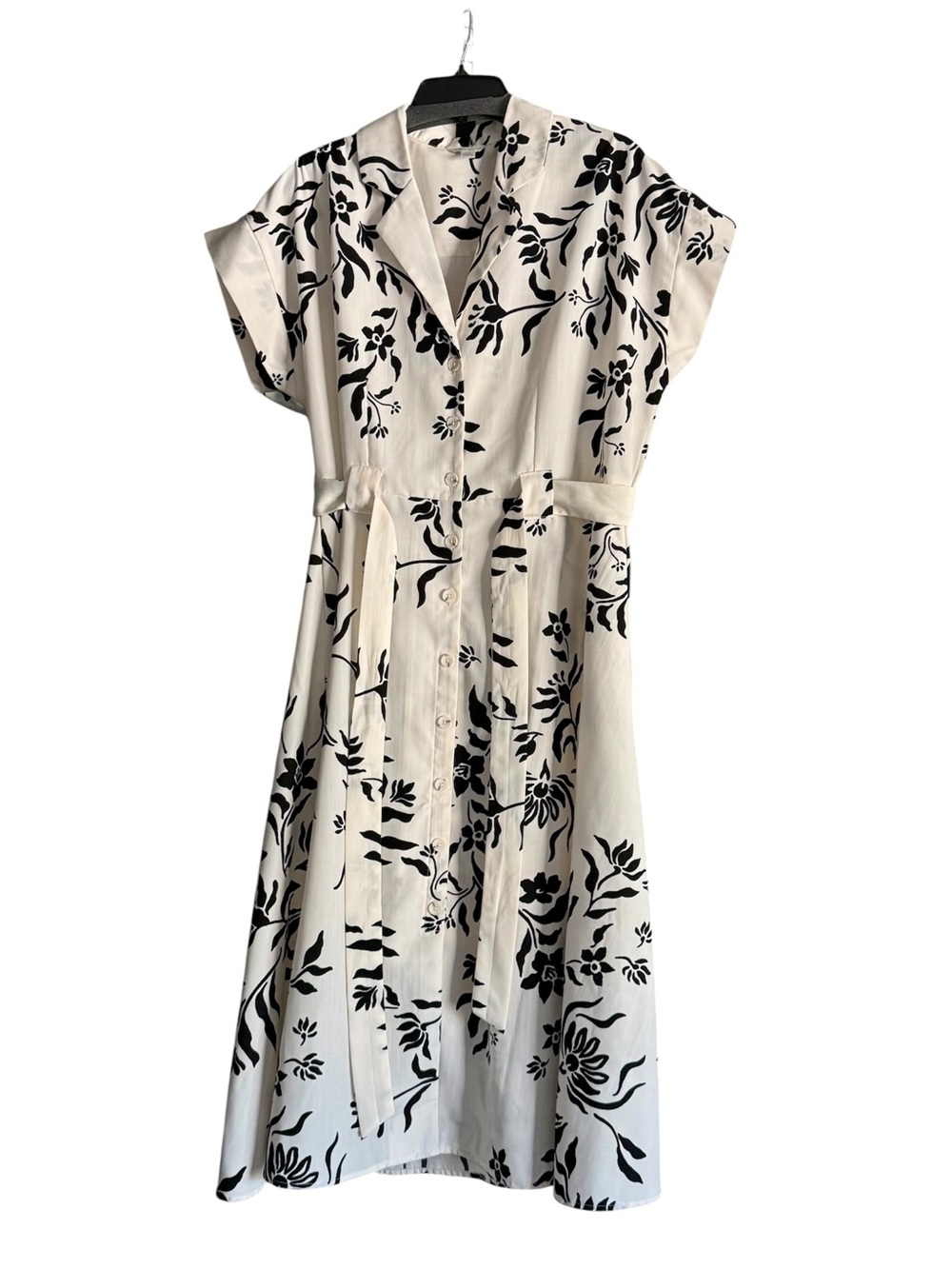 Cato Cream Midi Dress with Black Floral Print